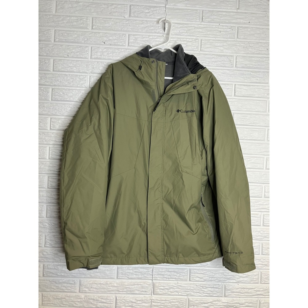 Columbia Interchange Jacket Men XL Green Excellent 3-in-1 Omni-Tech Fleece Liner